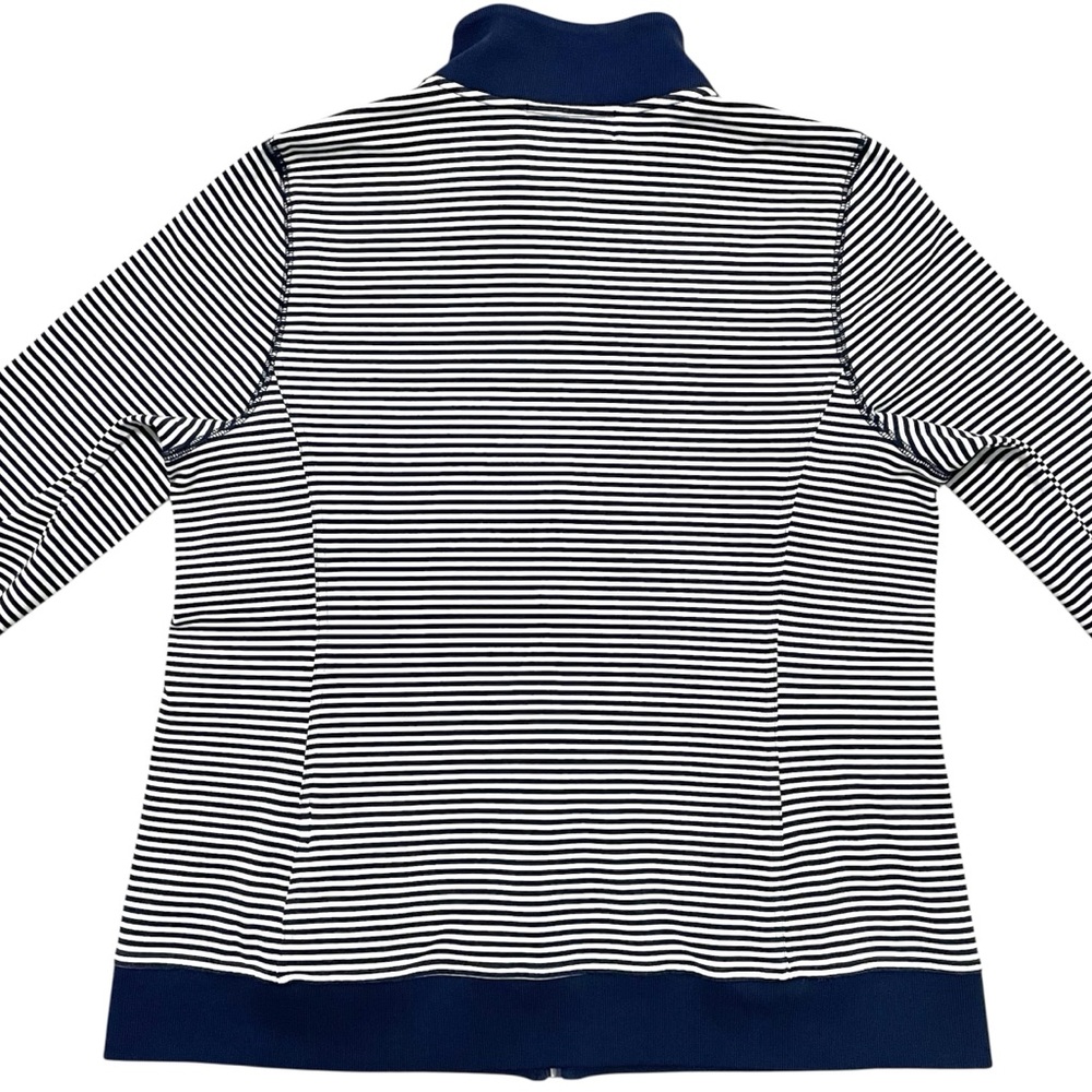 Lauren Active by Ralph Lauren L-RL Navy Blue & White Striped Zip-Up Track Jacket - Picture 8 of 16